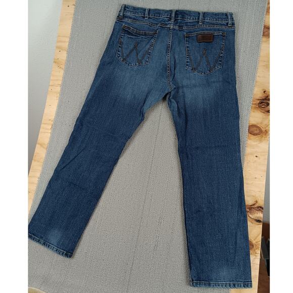 Wrangler Retro Slim Straight Jeans Mens 38X31 Blue Western Rodeo Cowboy - Picture 9 of 14
